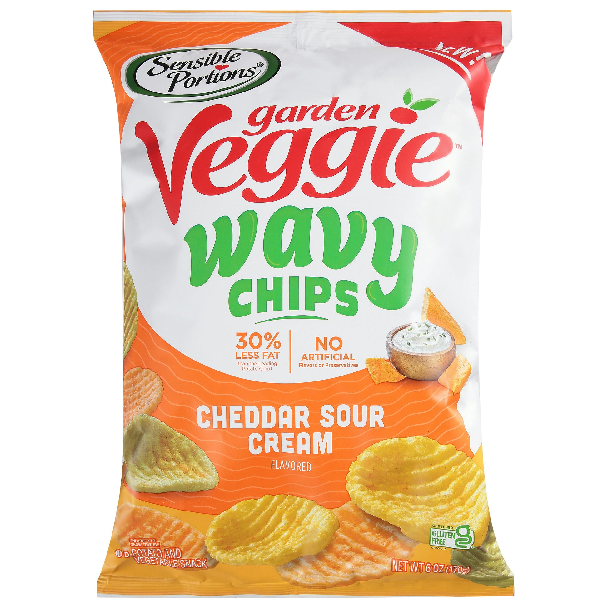 Sensible Portions Chips Cheddar Sour Cream Wavy 6 oz (Pack of 6)