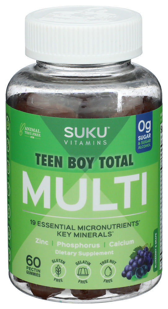 SUKU VITAMINS (Pack of 4) Suku Vitamins Teen Boy Multi Total Multivitamin Gummys 60 Pieces