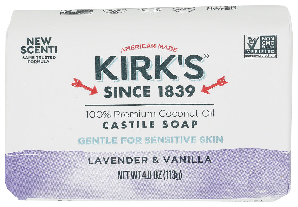 KIRKS (Pack of 12) Kirks Soap Bar Lavender Vanilla Scented Bath Bar Soap 4 Oz