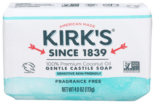 KIRKS (Pack Of 12) Kirks Soap Bar Fragrance Free Gentle Castile Sensitive Skin Friendly 4 Oz