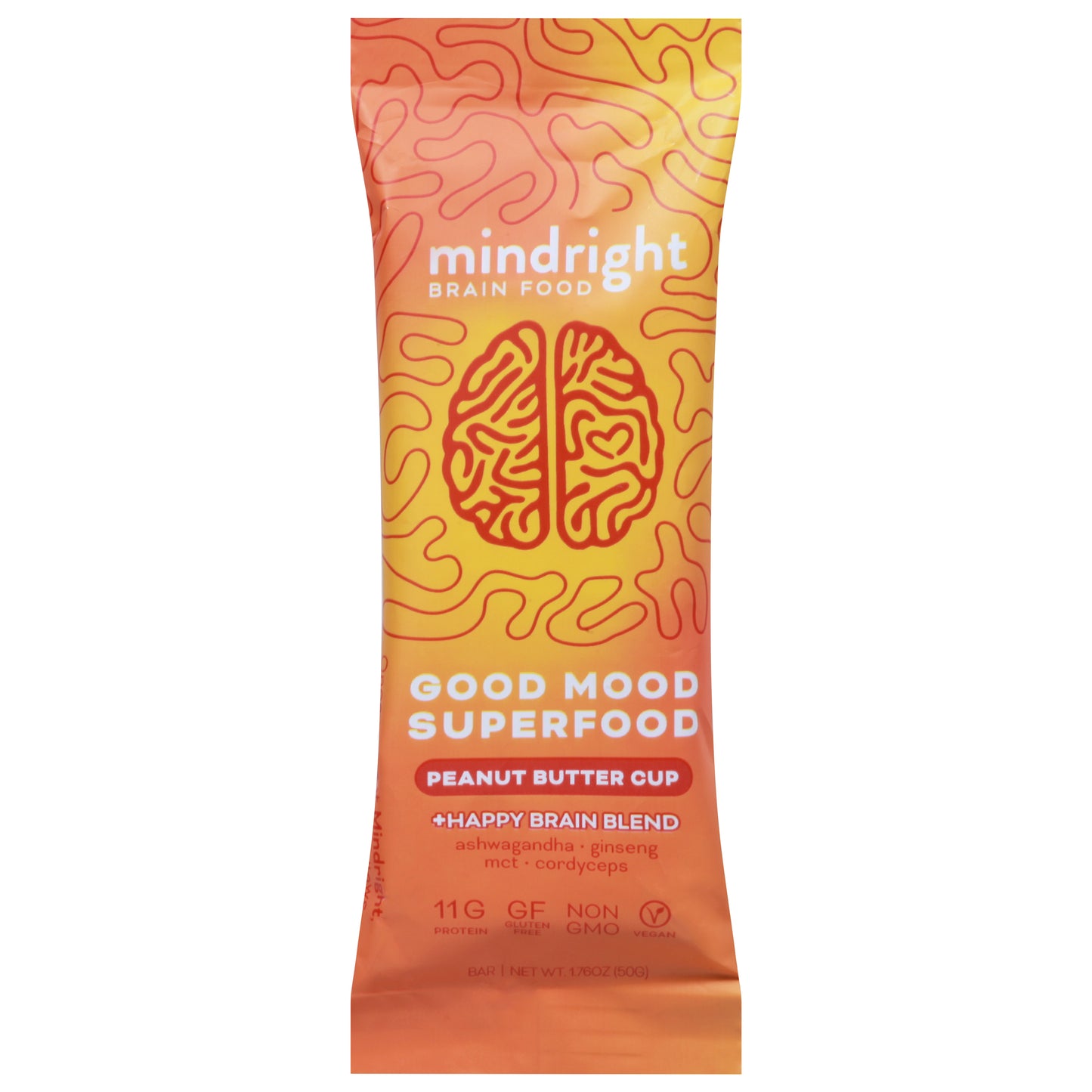 Mindright Bar Infused Peanut Butter Cup 1.76 oz (Pack Of 12)