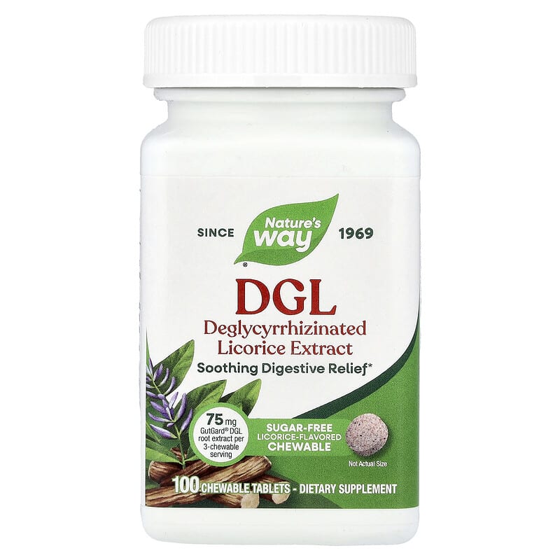 NATURES WAY (Pack of 5) Natures Way DGL Licorice Extract Digestive Aid Tablets 100 Tablets