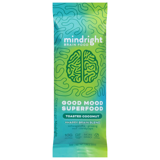 Mindright Bar Infused Toasted Coconut 1.76 oz (Pack Of 12)