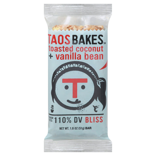 Taos Bakes Bar Toasted Coconut Vanilla Bean 1.8 Oz (Pack of 12)