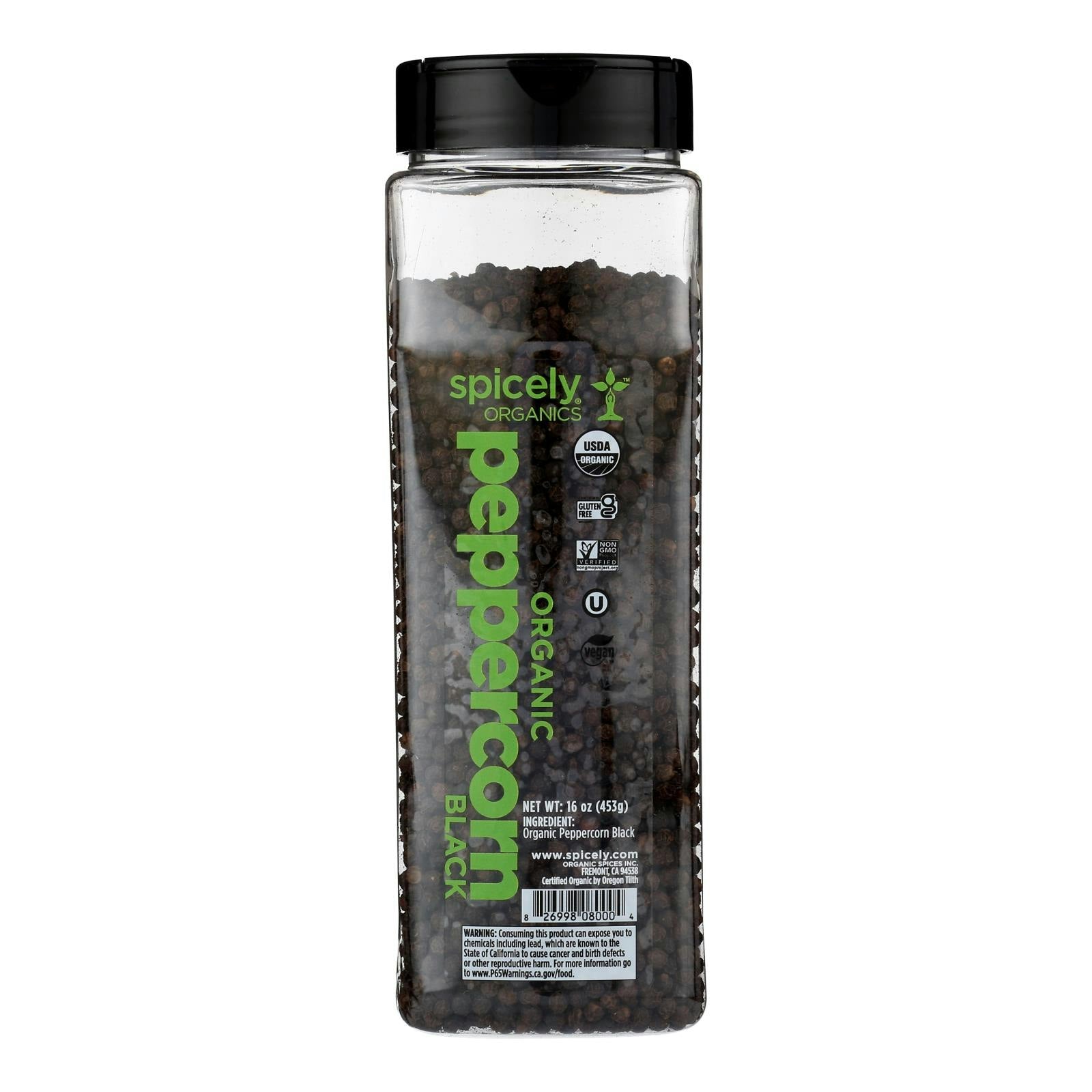 Spicely Organics Spice Black Peppercorn Organic