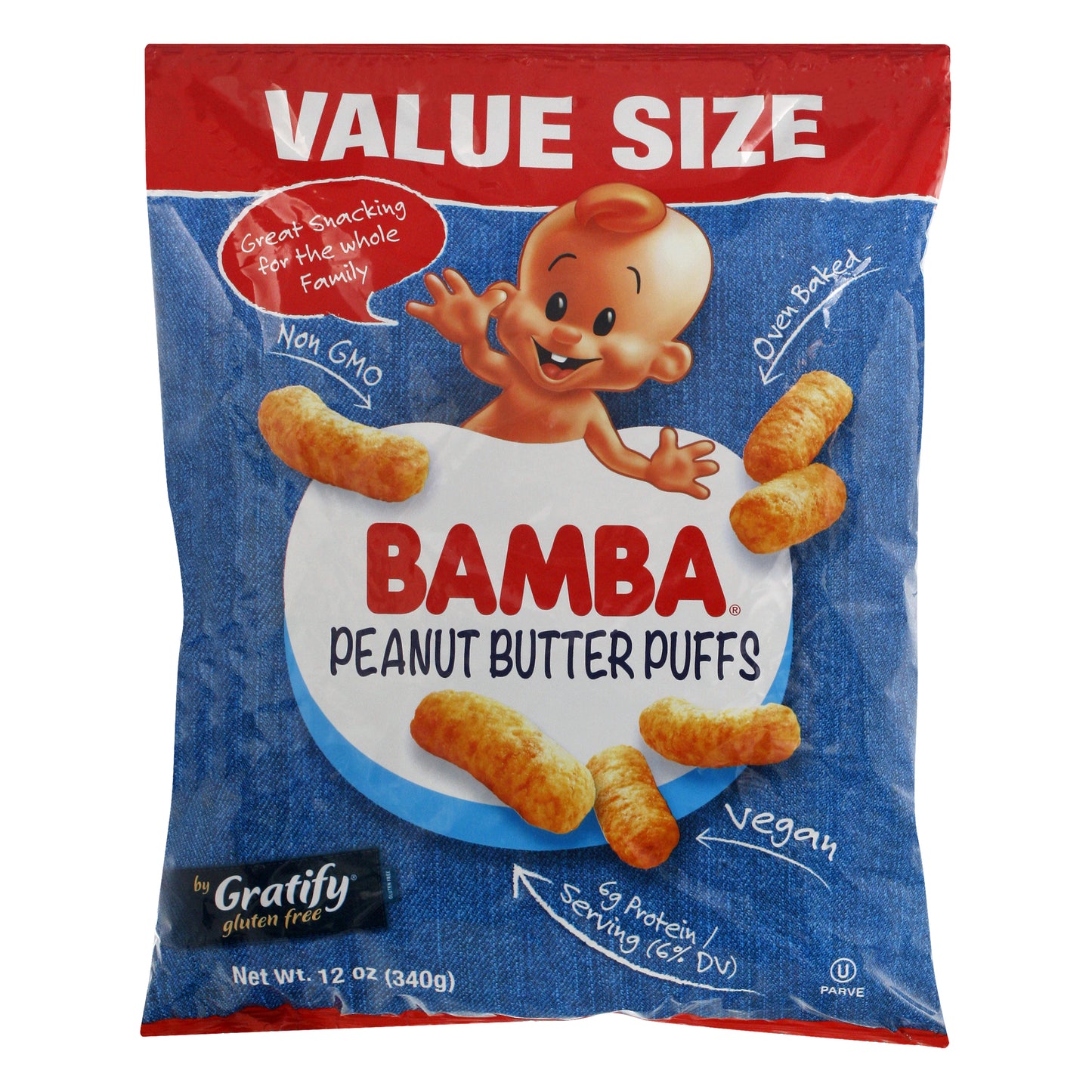 Gratify Bamba Puffs Peanut Butter 12 Oz (Pack Of 6)