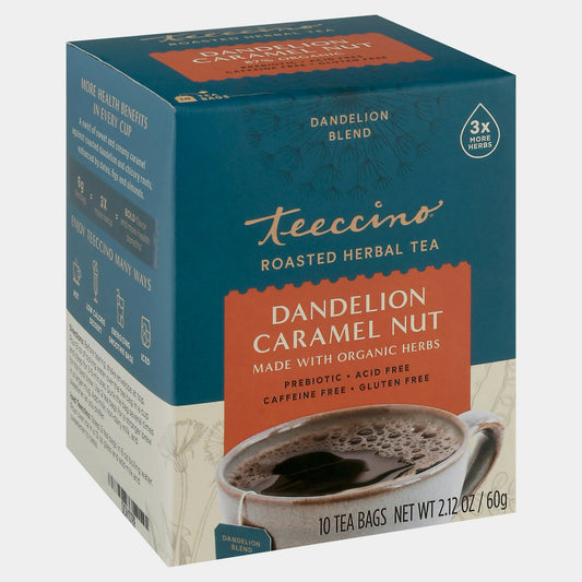 Teeccino Tea Dlion Caramel Nut Single Serve 10 Ct Pack of 6