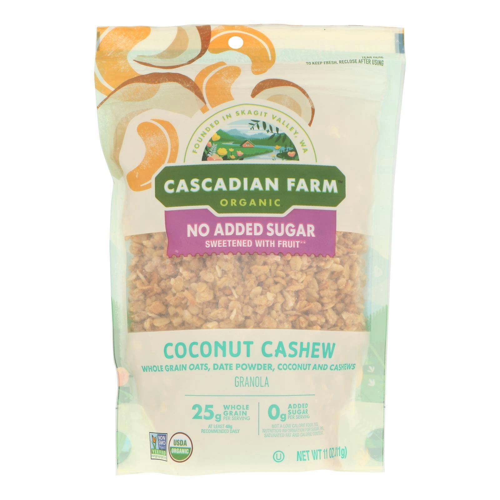 Cascadian Farm Granola Coconut Cashew No Salt Added 11 Oz (Pack Of 4)