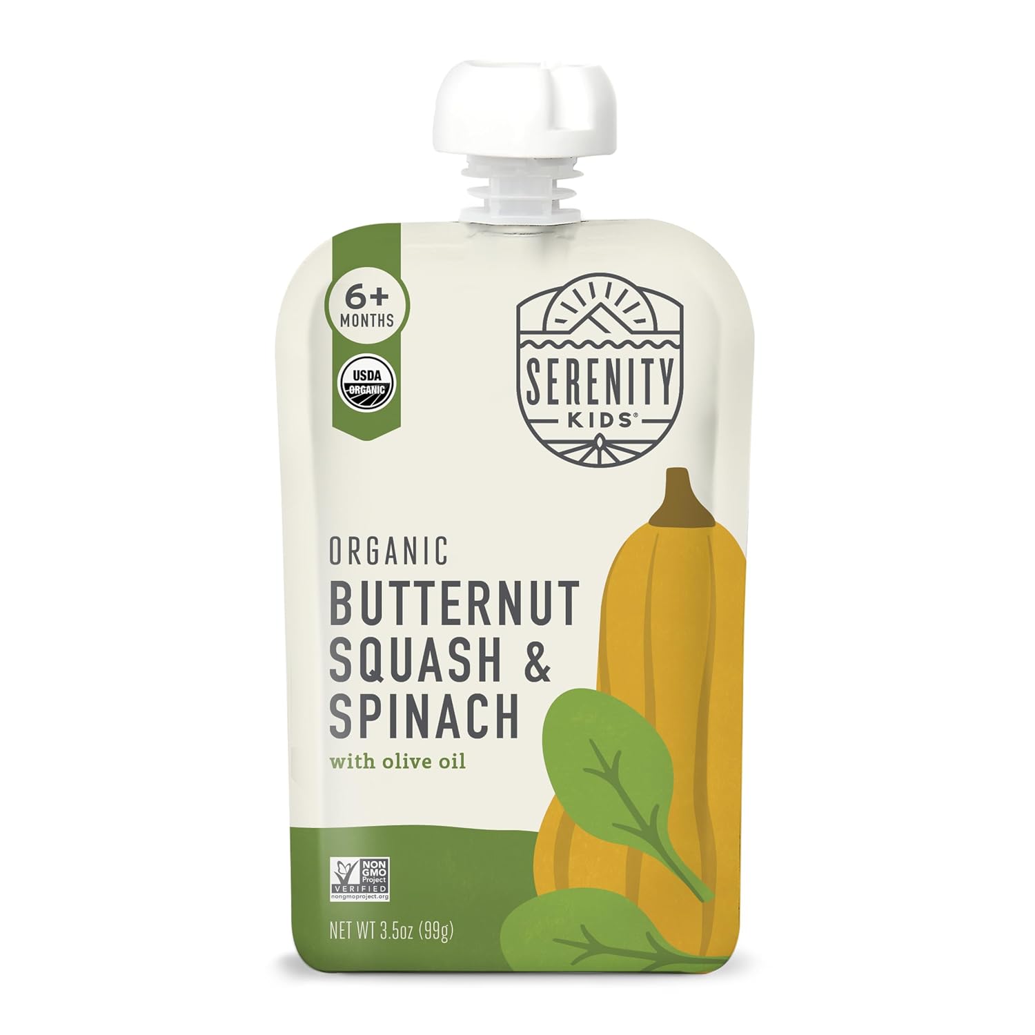 SERENITY KIDS (Pack of 24) Serenity Kids Baby Food Butter Squash Spinach Organic Puree 3.5 Oz
