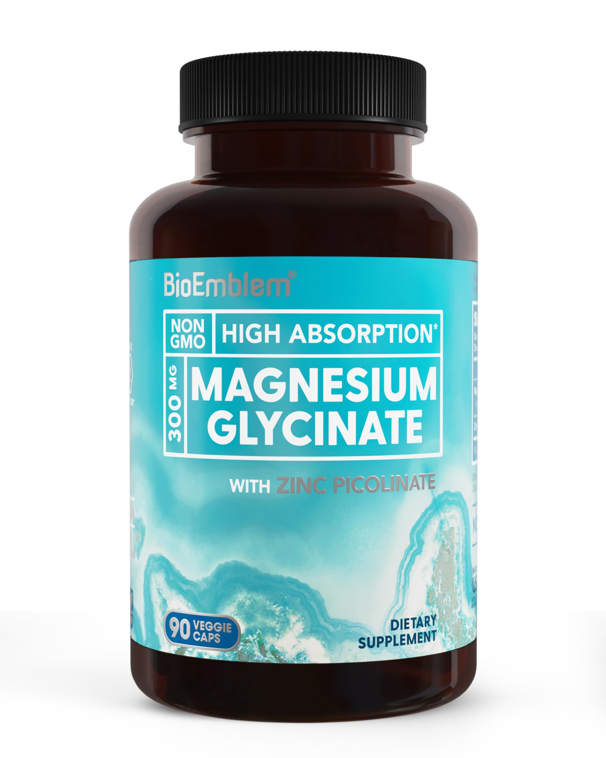 BIOEMBLEM (Pack Of 3) BioEmblem Magnesium Glycinate Zinc 90 Vegetarian Capsules