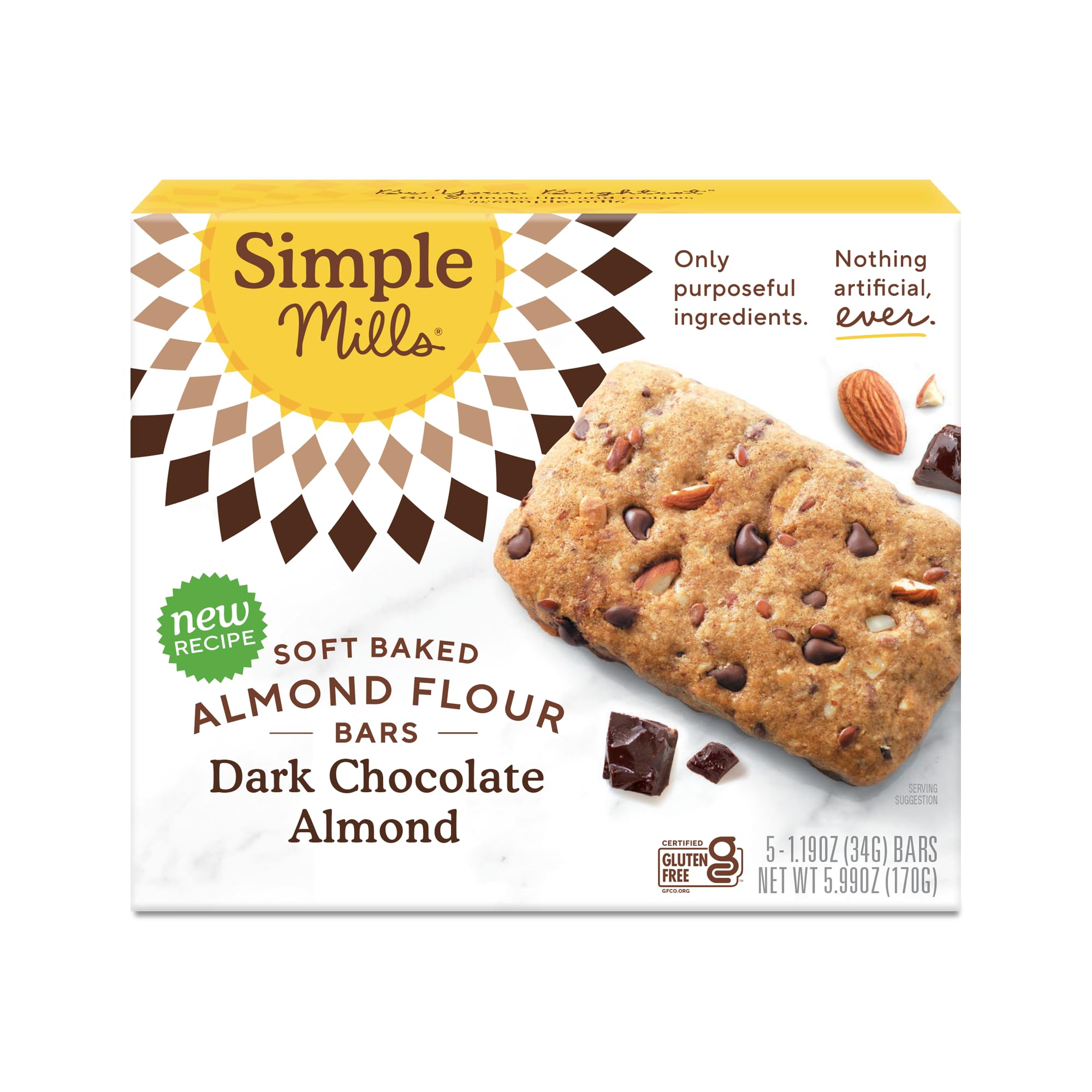 Simple Mills Soft Baked Dark Chocolate Almond Oat Bars