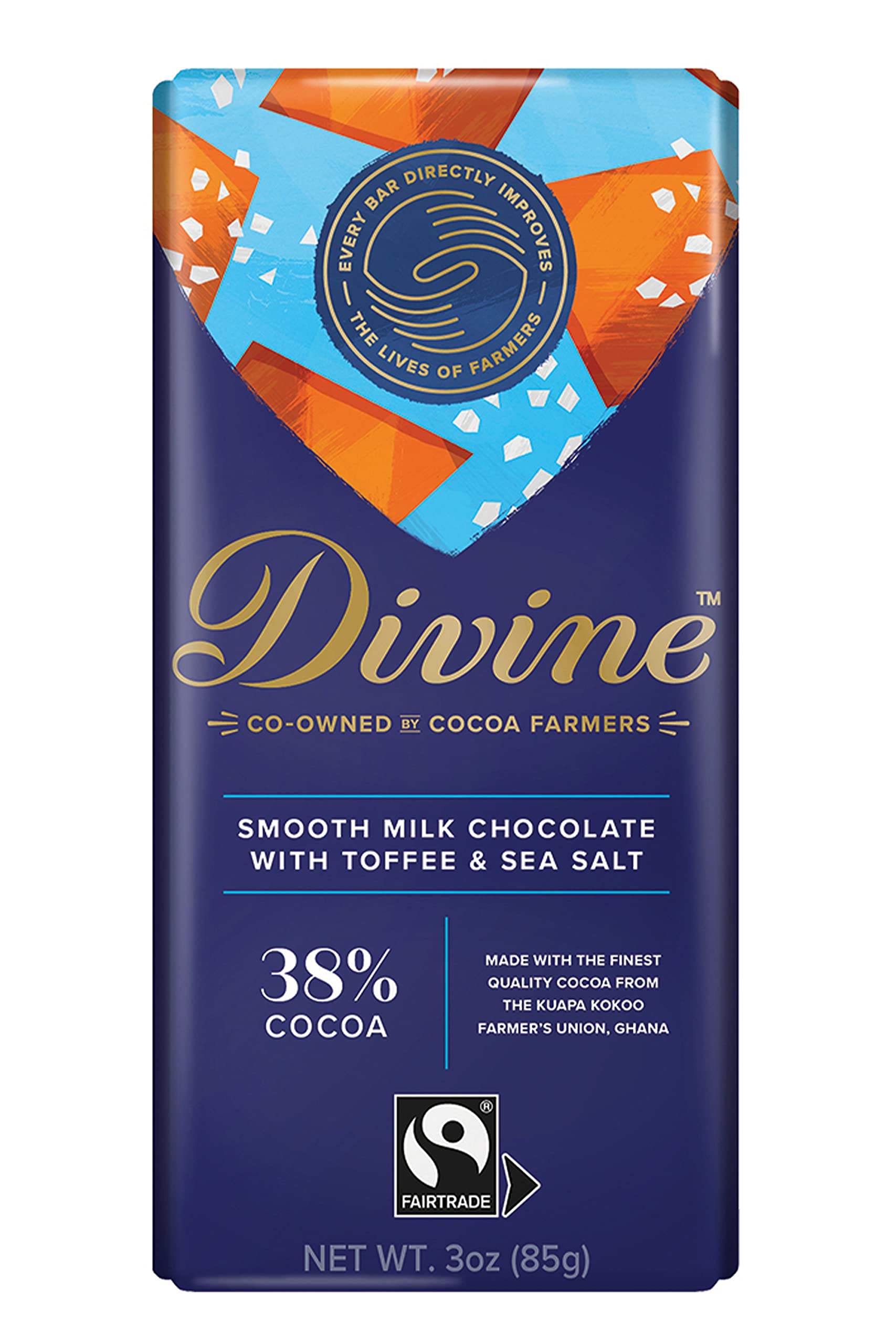Divine Chocolate Milk Toffee Sea Salt Chocolate Bar