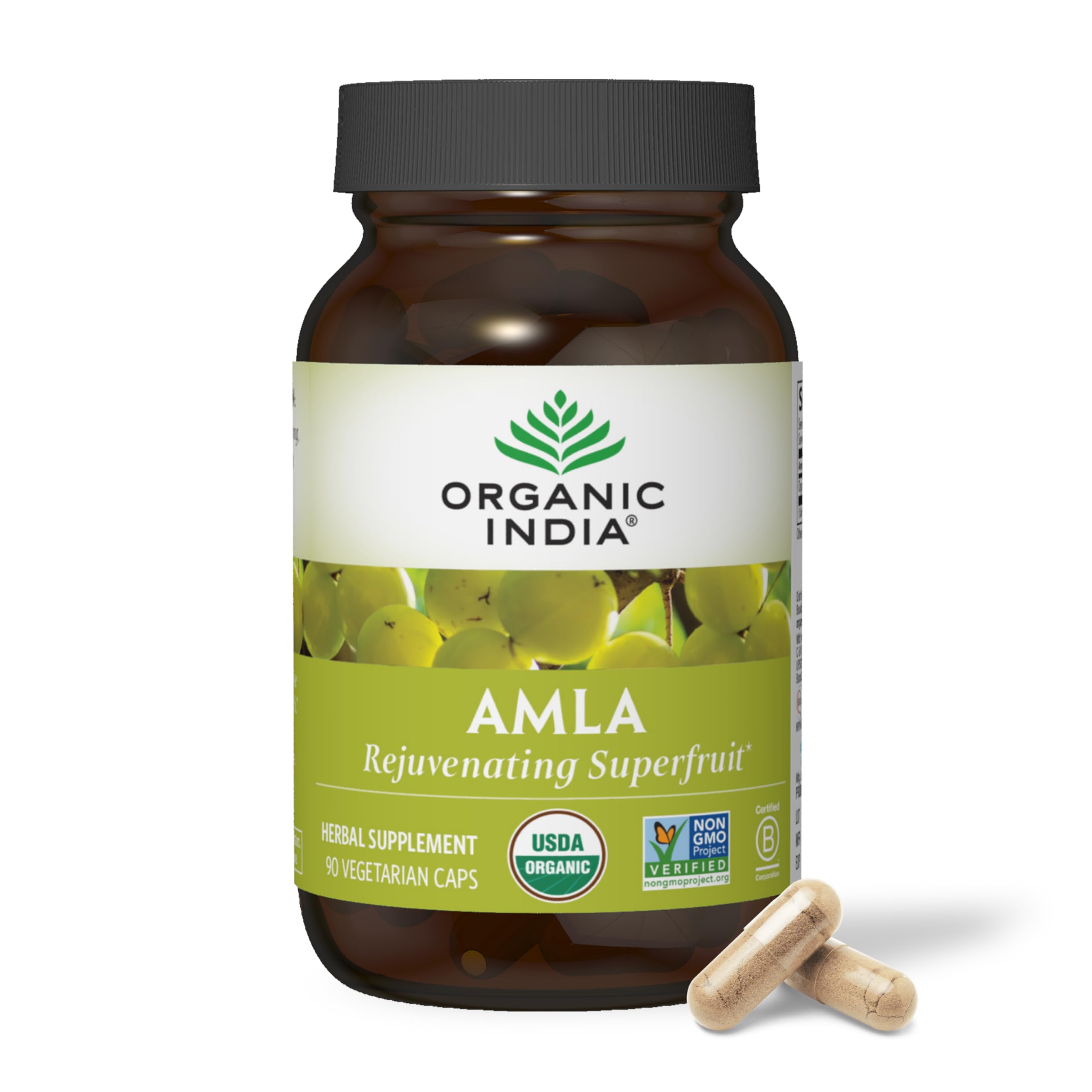 ORGANIC INDIA (Pack of 3) Organic India Amalaki Amalaki Herbal Single Vitamin Caps 90 Capsules