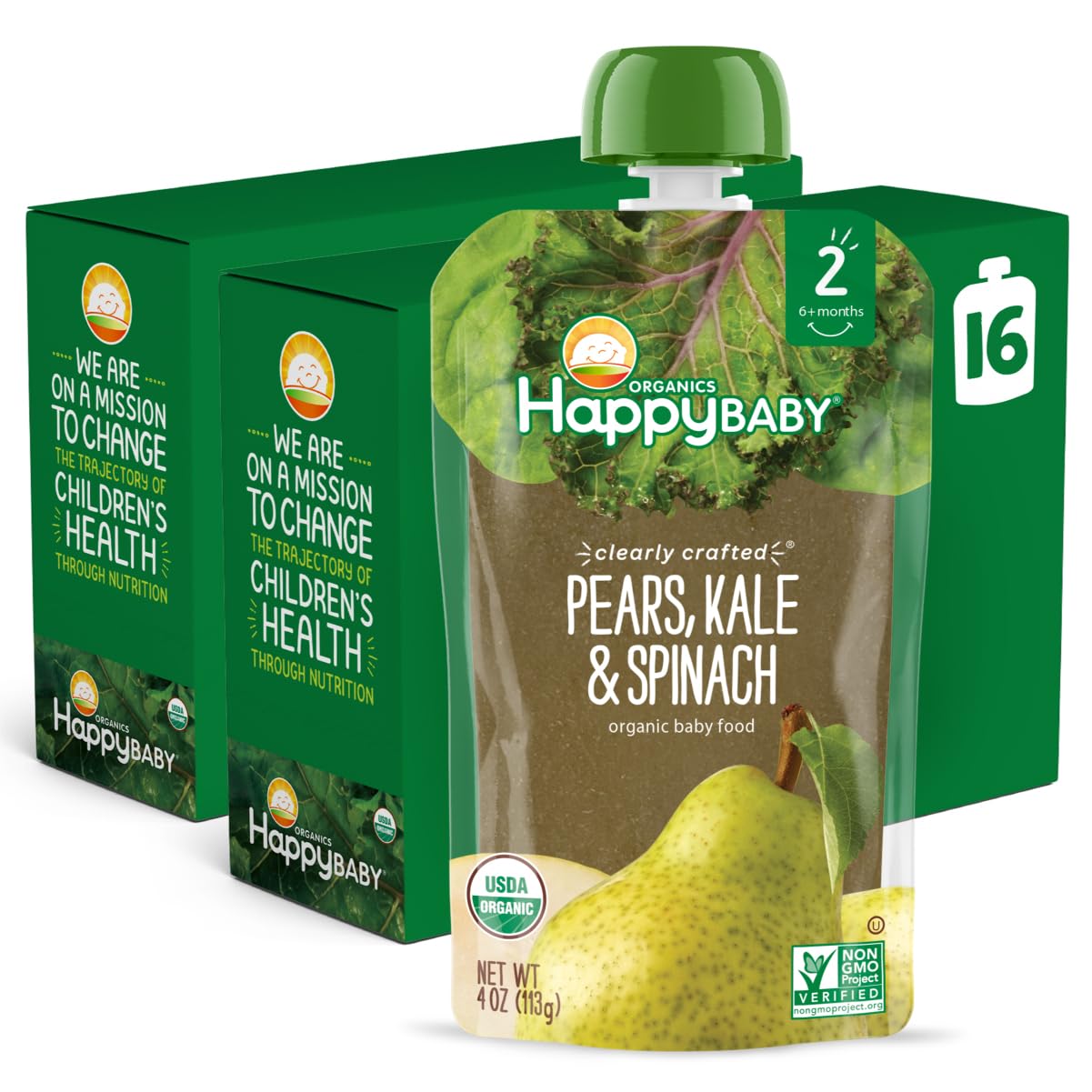 Happy Baby Stage 2 Pear Kale Spinach Organic