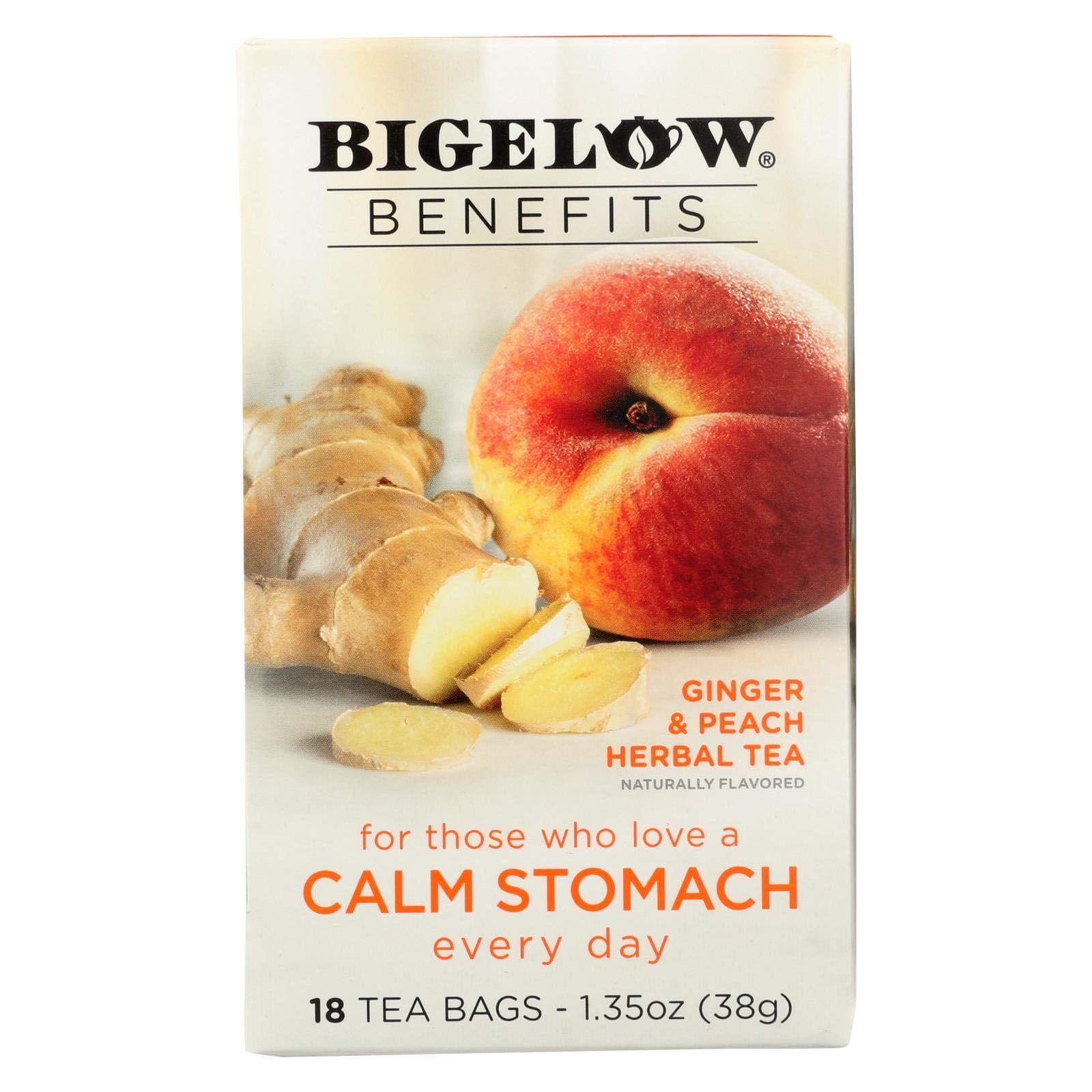 BIGELOW (Pack of 18) Bigelow Tea Ginger & Peach Herbal Tea Bags Natural Flavor 1.35 Oz