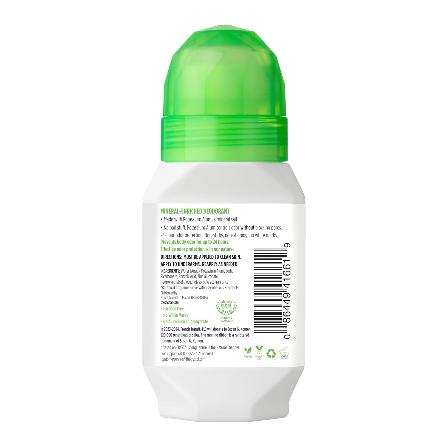 CRYSTAL BODY DE (Pack Of 12) Crystal Body Deodorant Rollon Vanilla Jasmine 2.25 Oz