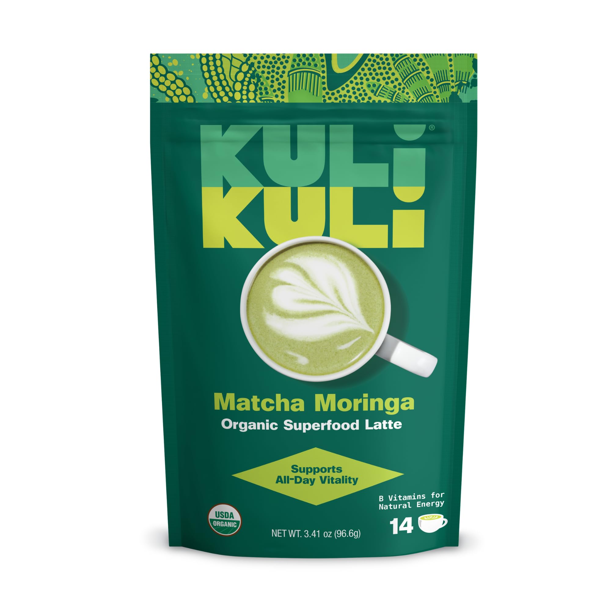 KULI KULI MO (Pack of 4) Kuli Kuli Mo Matcha Moringa Latte Green Superfood Supplement 3.41 Oz