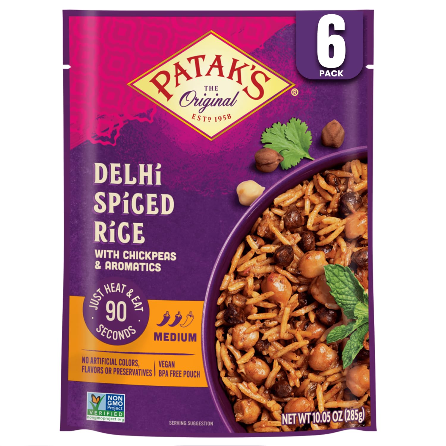 PATAKS (Pack of 18) Pataks Meal Ready to Eat Delhi Spiced Entree Prepared Dish 10.05 Oz