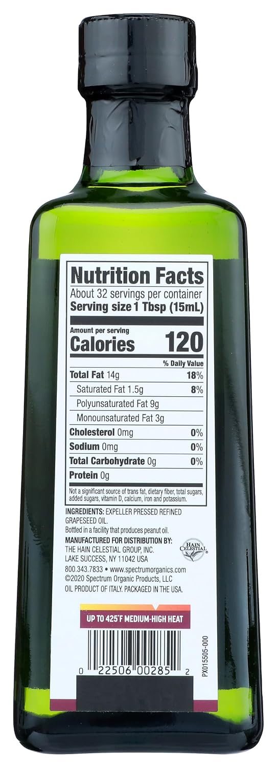 SPECTRUM NATURA (Pack of 4) Spectrum Naturals Grapeseed Oil Refined Medium High Heat 16 Fl Oz
