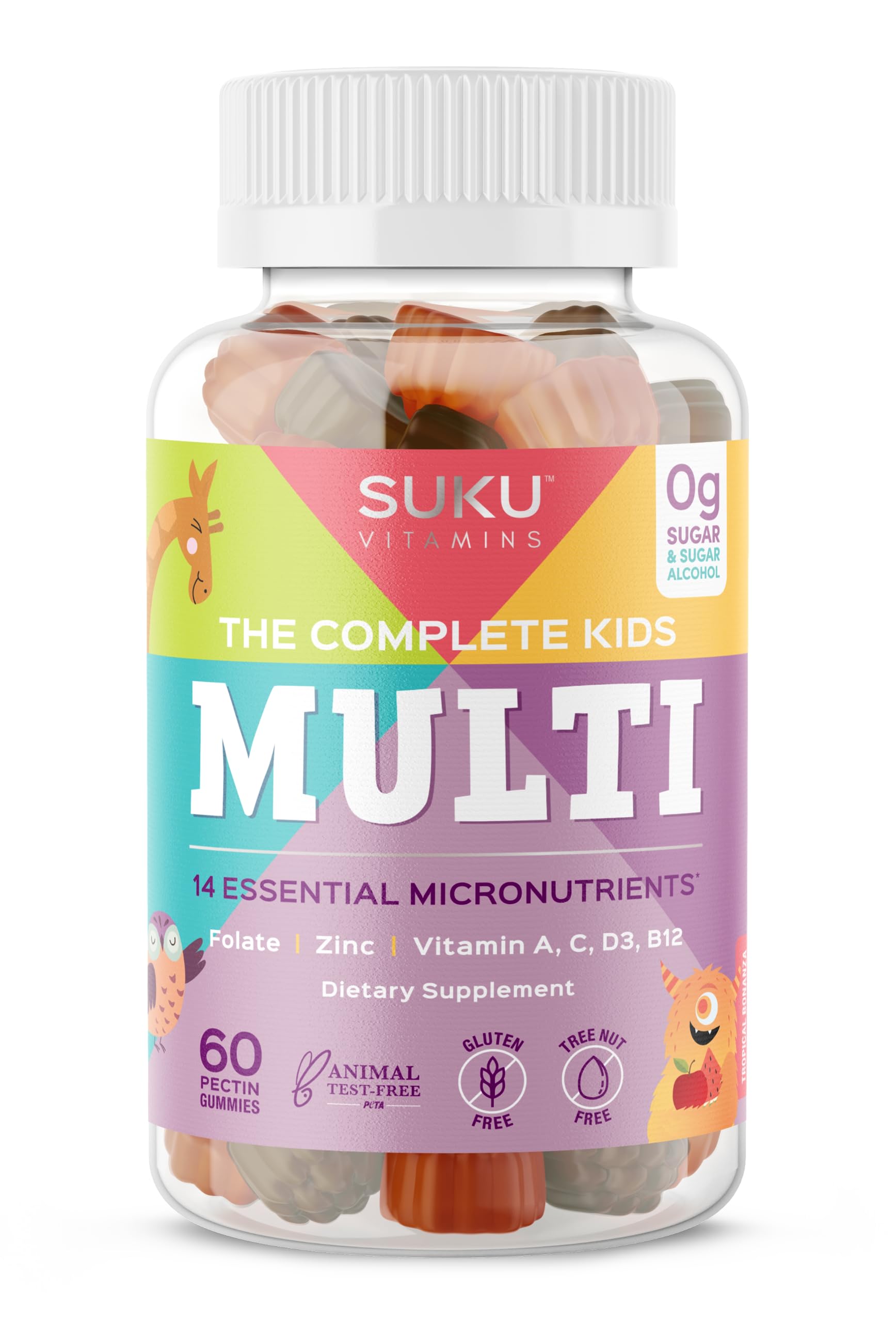 SUKU VITAMINS (Pack of 4) Suku Vitamins Kids Multivitamin Gummy Supplement Fruit Fla 60 Pieces
