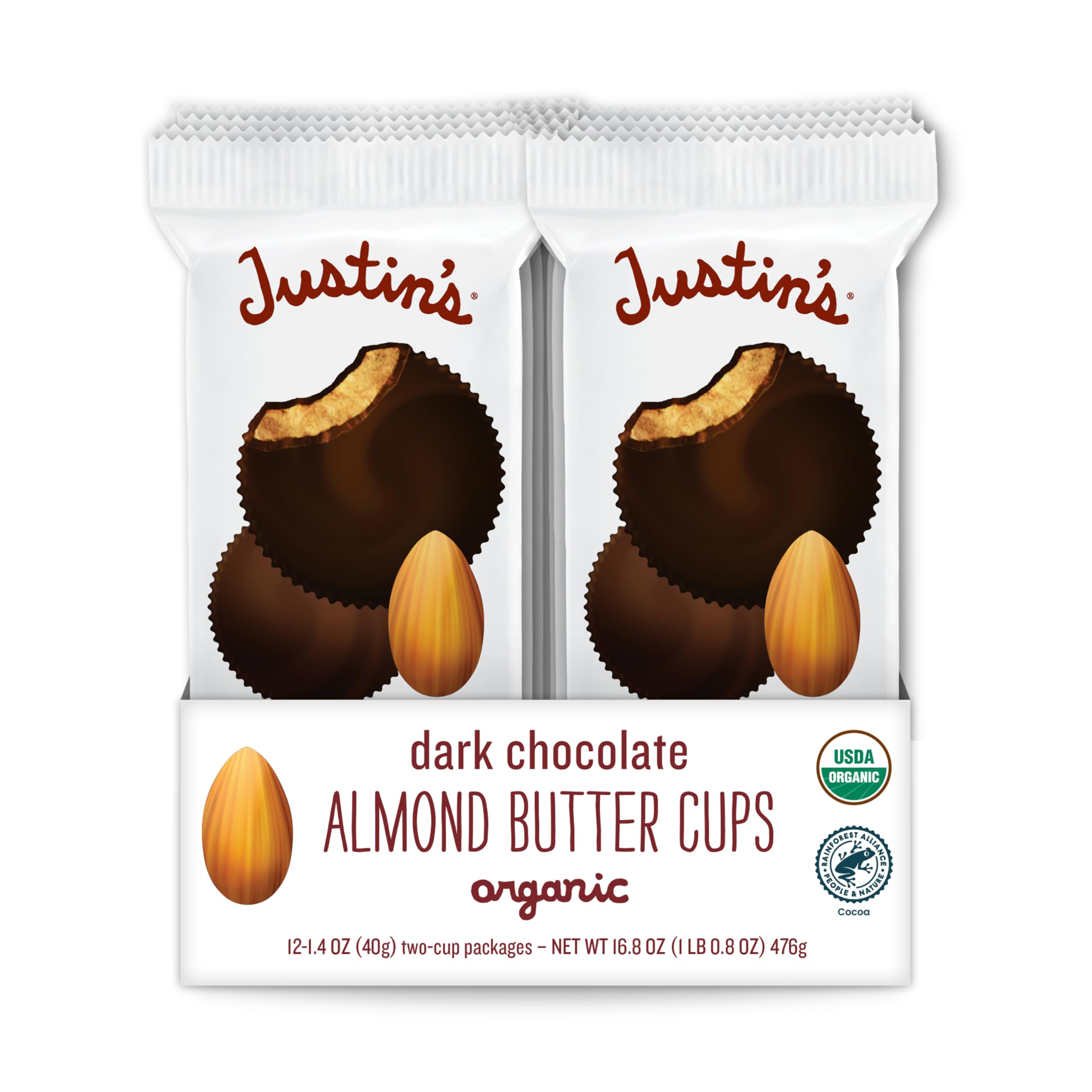 Justin's Organic Almond Butter Cups, Dark Chocolate