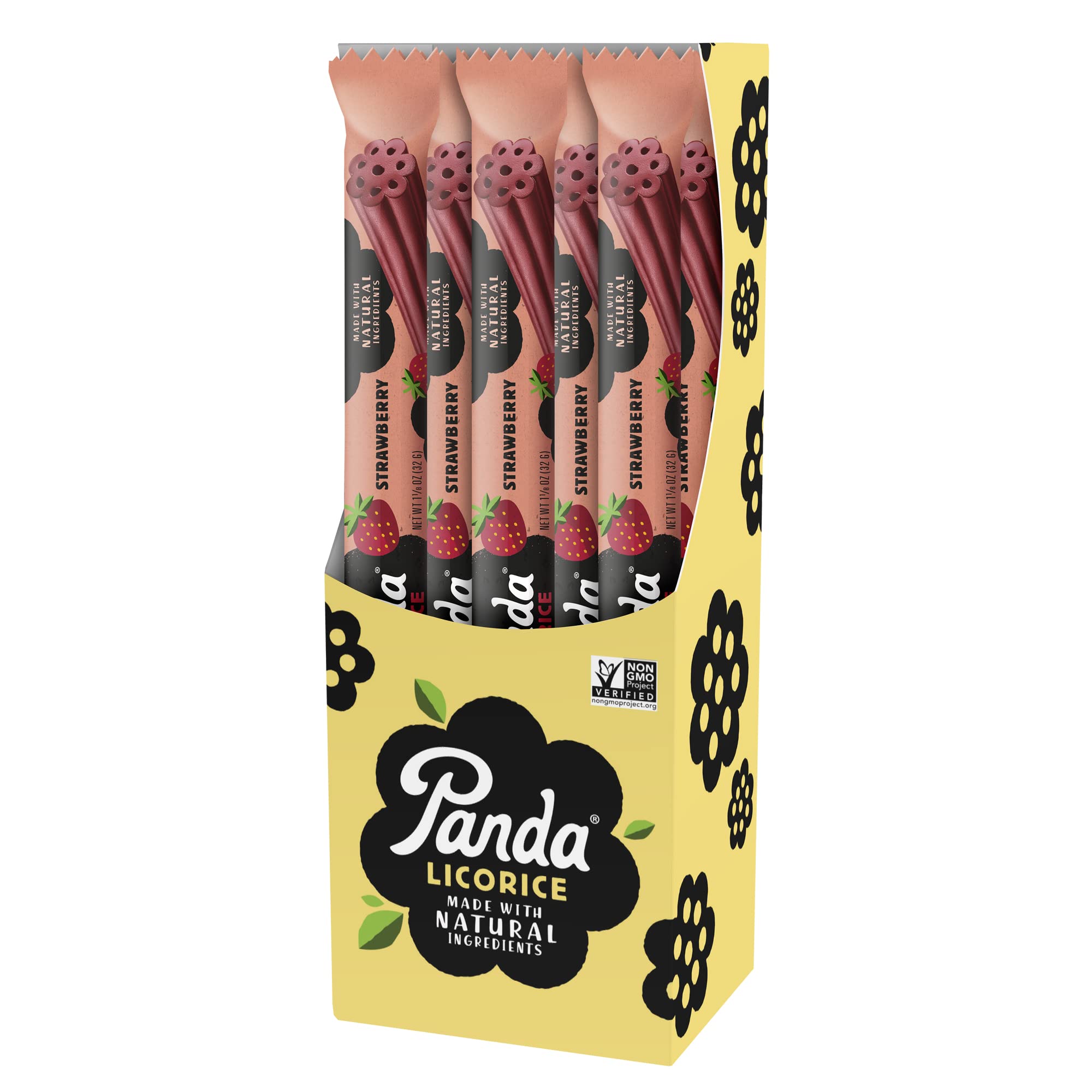 PANDA (Pack of 60) Panda Licorice Stick Strawberry Flavor Candy 1.1 Oz