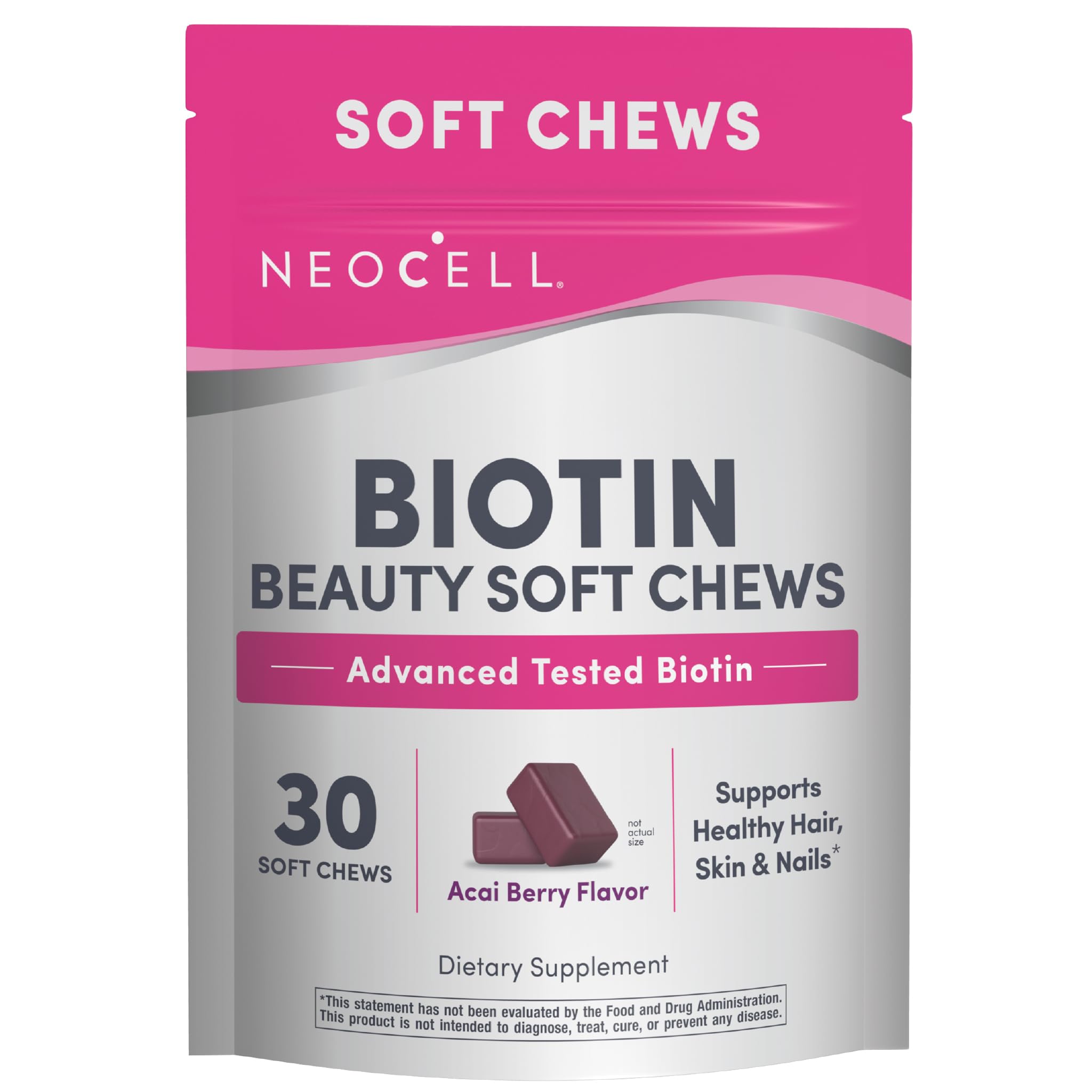 NEOCELL (Pack of 4) NeoCell Biotin Burst Soft Chew Vitamin B7 Supplement 30 Pieces