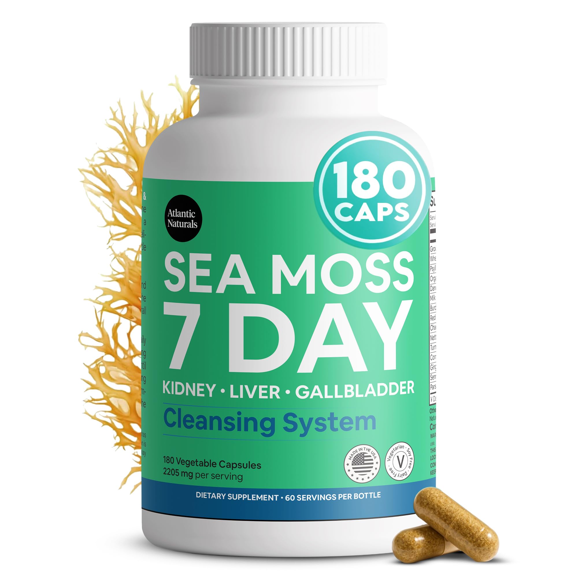 ATLANTIC NATURA (Pack Of 4) Atlantic Naturals Cleanse Sea Moss 7Day 180 Vegetarian Capsules