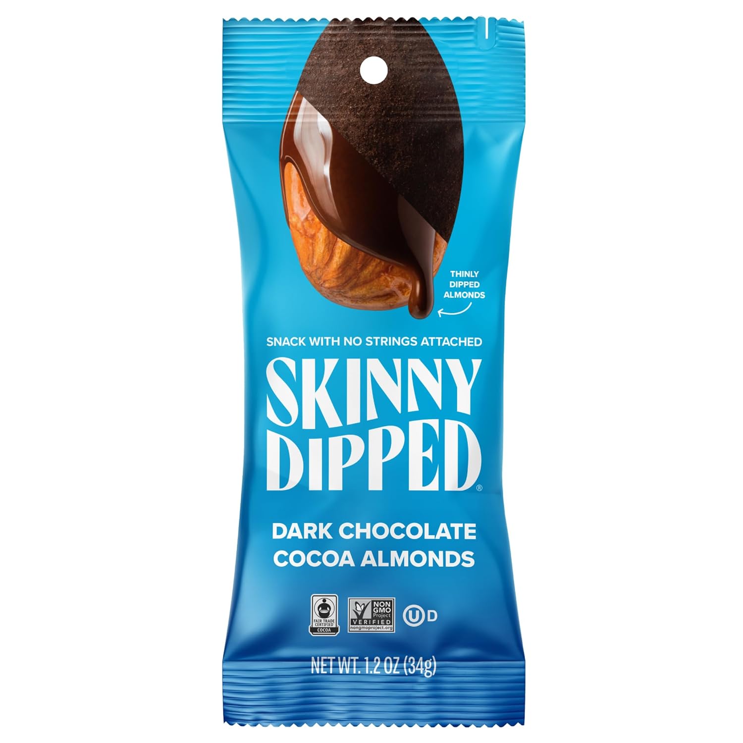 SKINNYDIPPED (Pack of 30) Skinnydipped Almonds Chocolate Cocoa Covered Bagged Chocolat 1.2 Oz