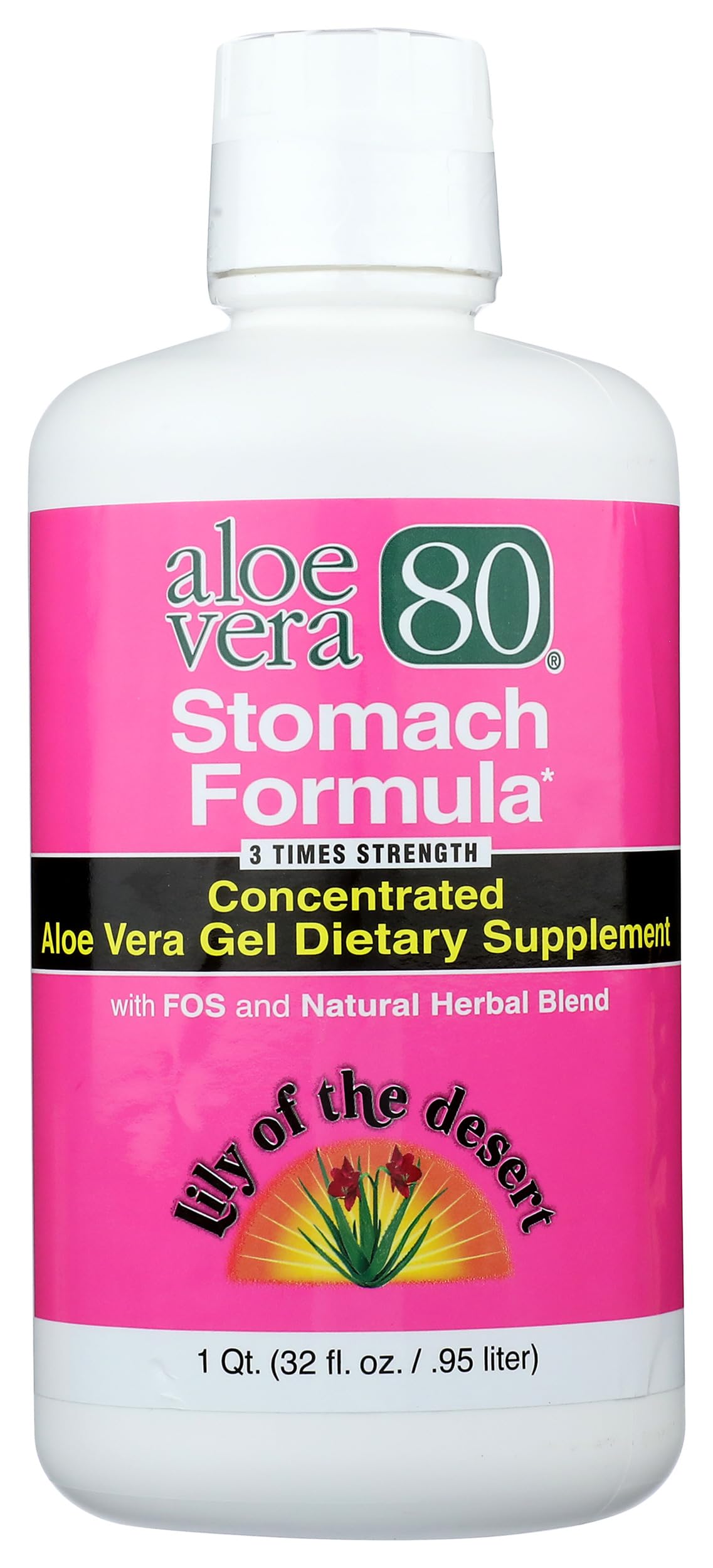 AV80 (Pack of 4) Lily of the Desert AV80 Stomach Formula Liquid Superfood 32 Oz