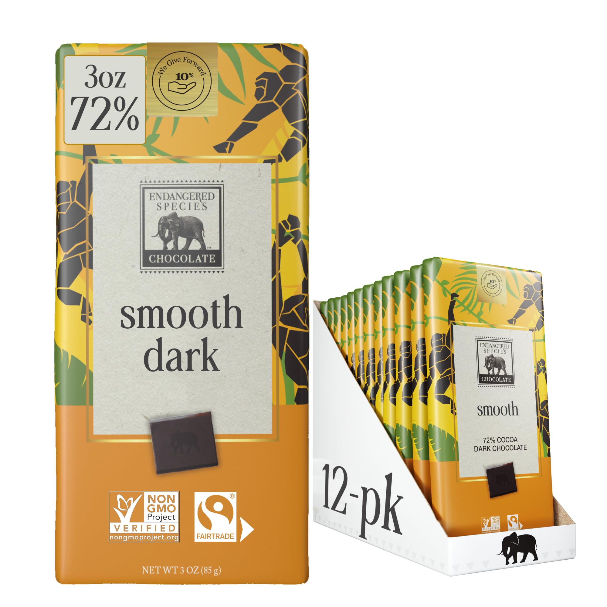 Endangered Species Chocolate Chimpanzee, Natural Dark Chocolate (72%)