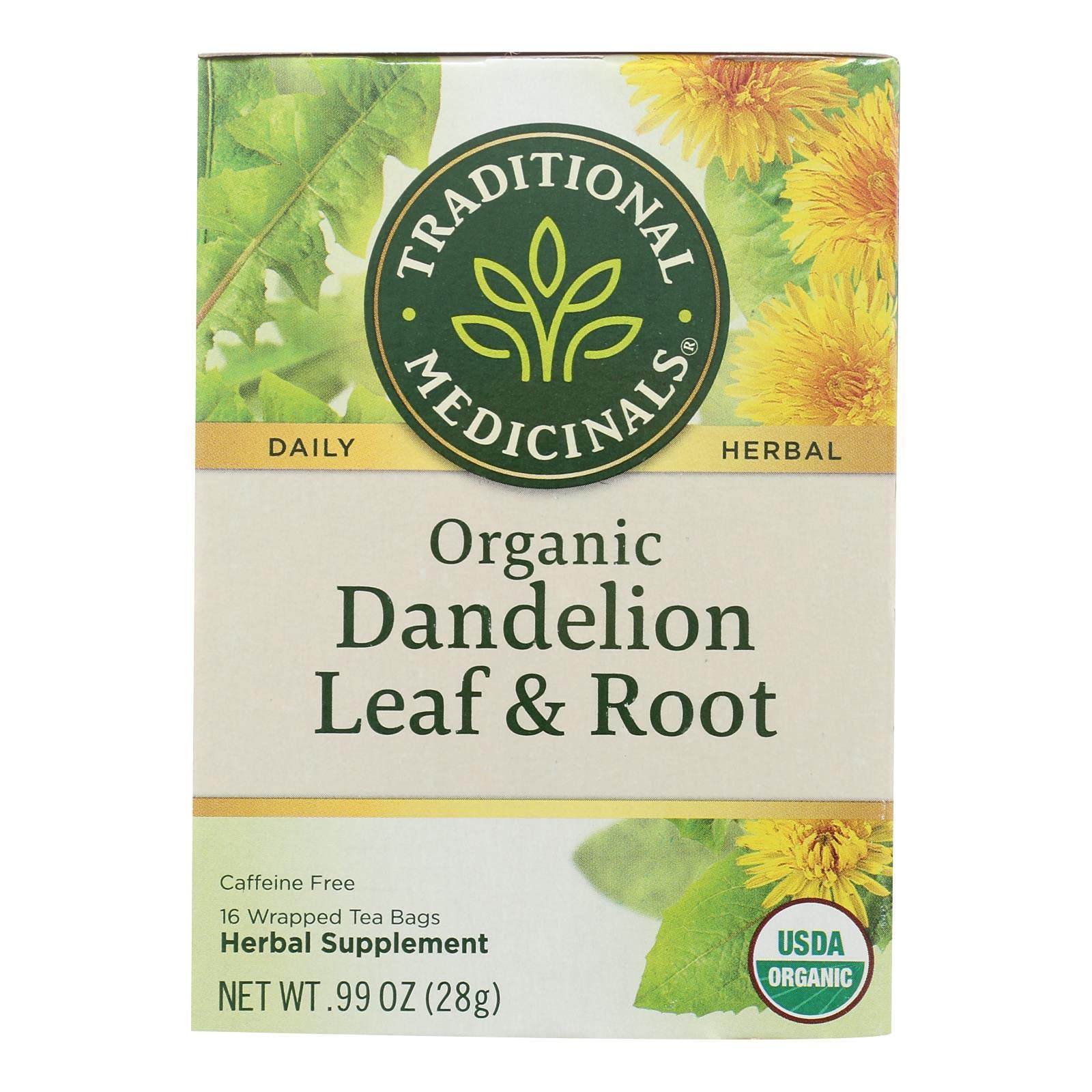 Traditional Medicinals Dandelion Leaf & Root Herbal Tea Bags 16 bag