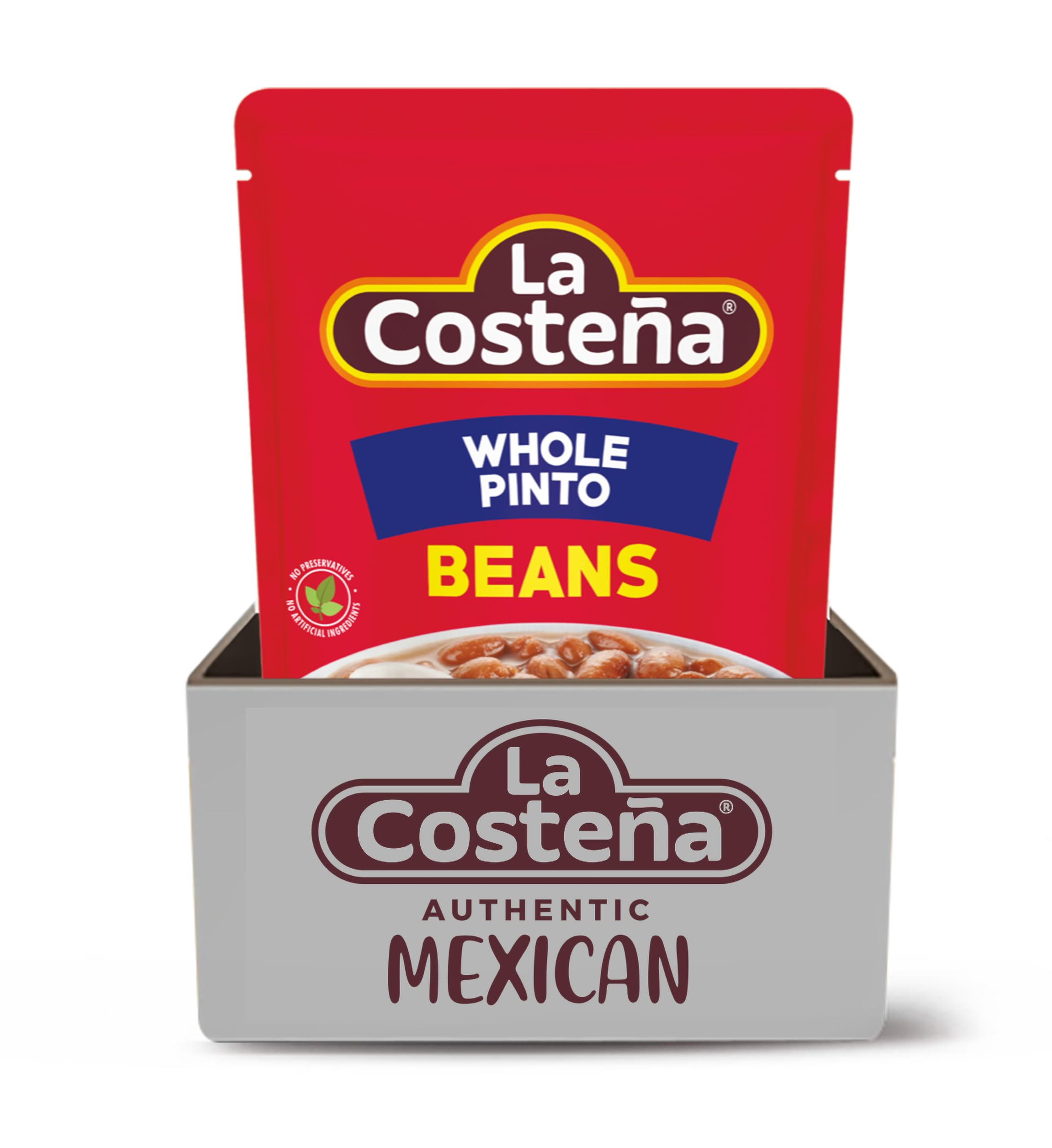 LA COSTENA (Pack of 16) La Costena Pinto Whole Beans Authentic Mexican Grocery Bag 16.22 Oz