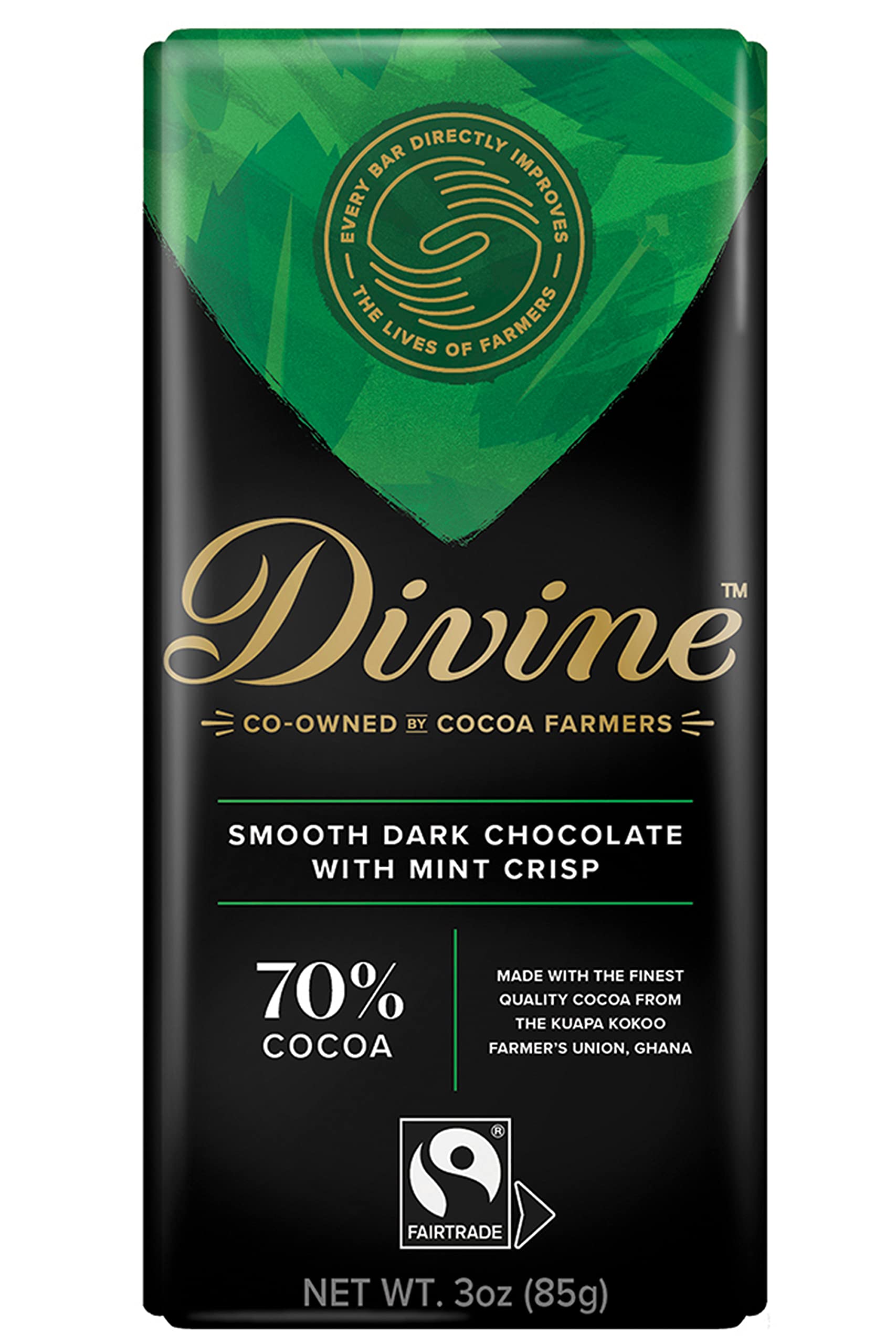 Divine Chocolat Divine Dark Chocolate Bar with Mint Crisp