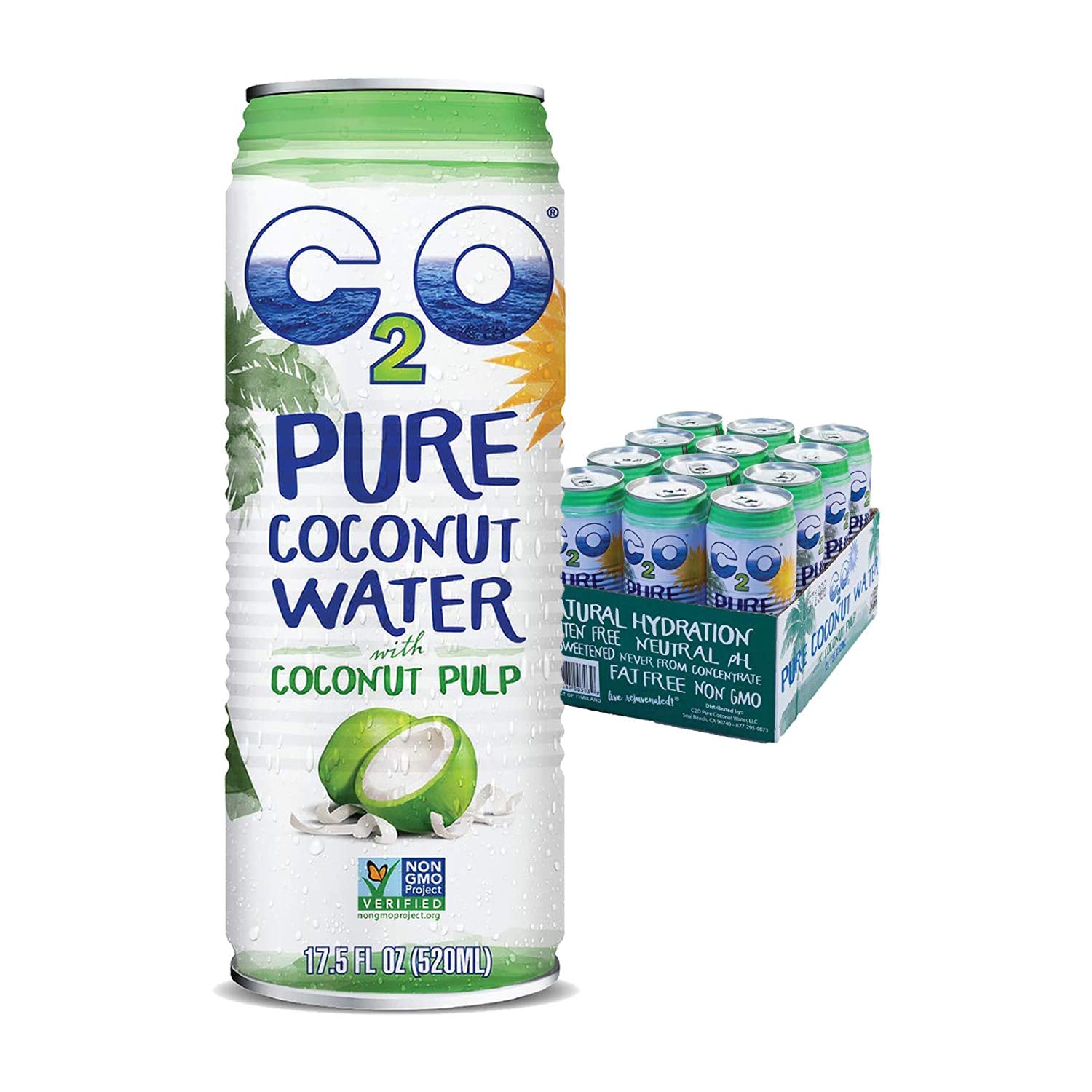 C20 C2O Coconut Water with Pulp Natural Plant Based Beverage