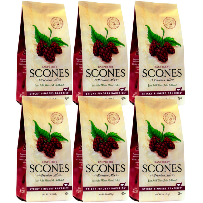 Sticky Fingers Mix Scone Raspberry Baking Mix 16 Oz (Pack of 6)