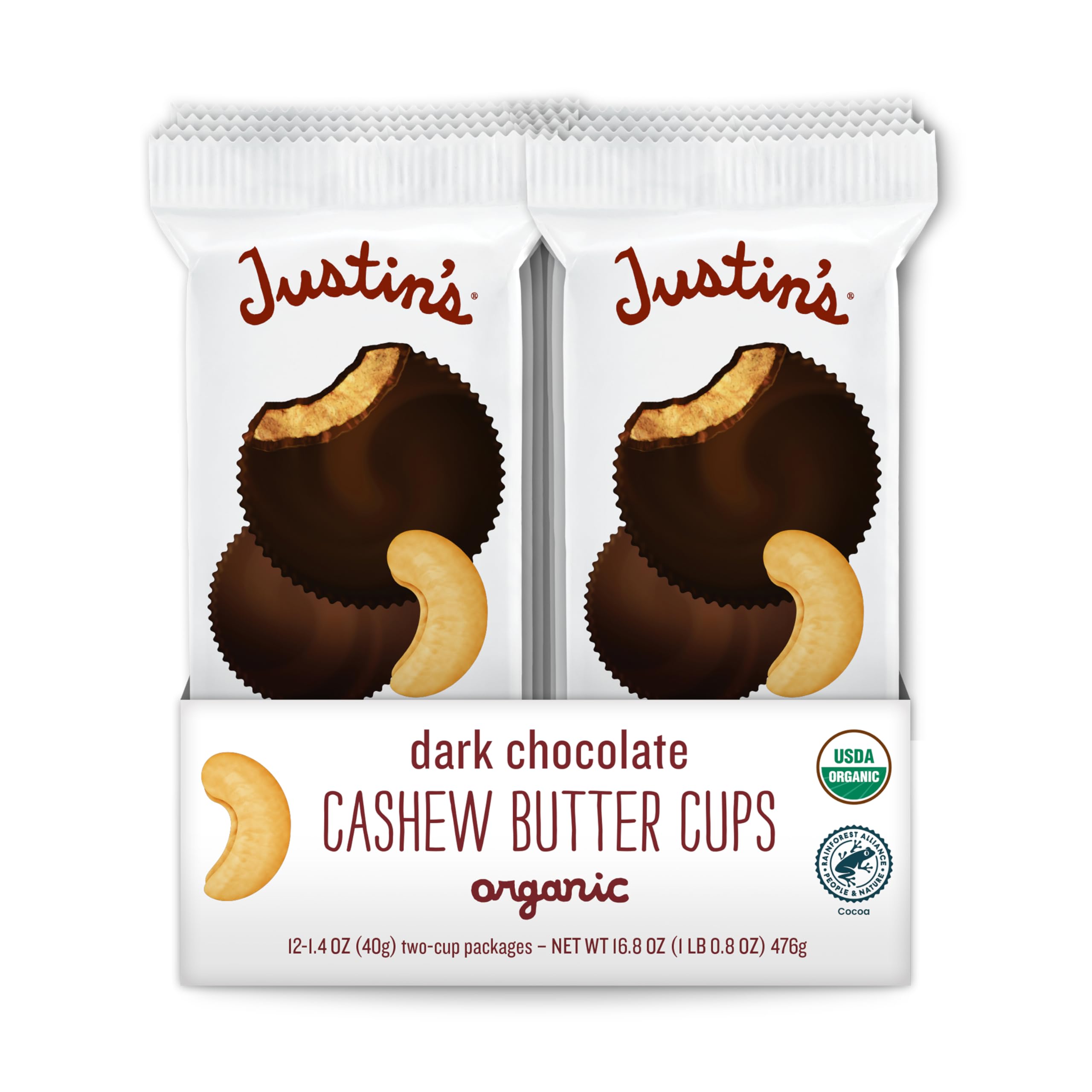 Justins, Cups Cashew Butter Dark Chocolate Organic