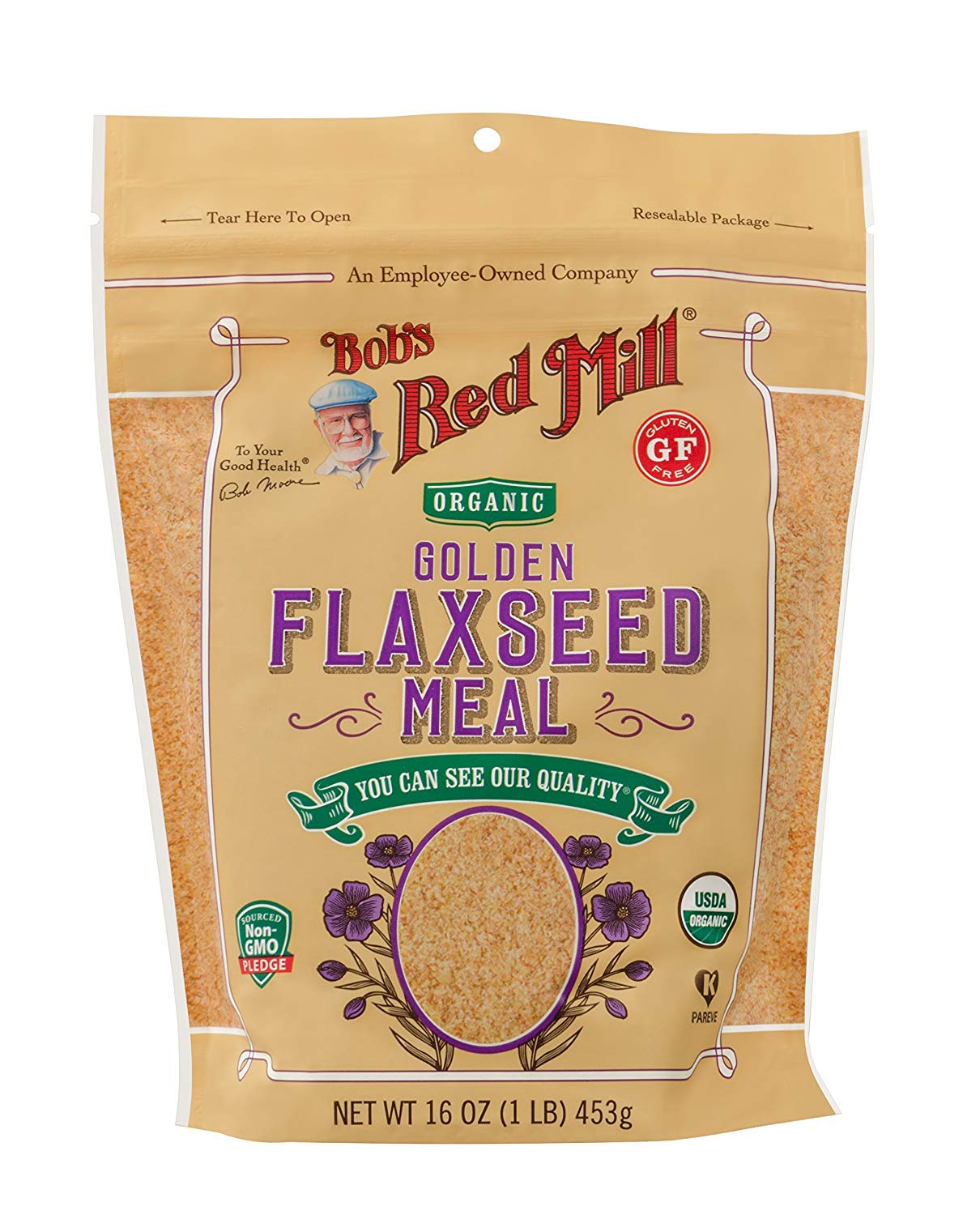 BOBS RED MILL (Pack of 8) Bob's Red Mill Golden Flaxseed Meal Natural Baking Seeds 16 Oz