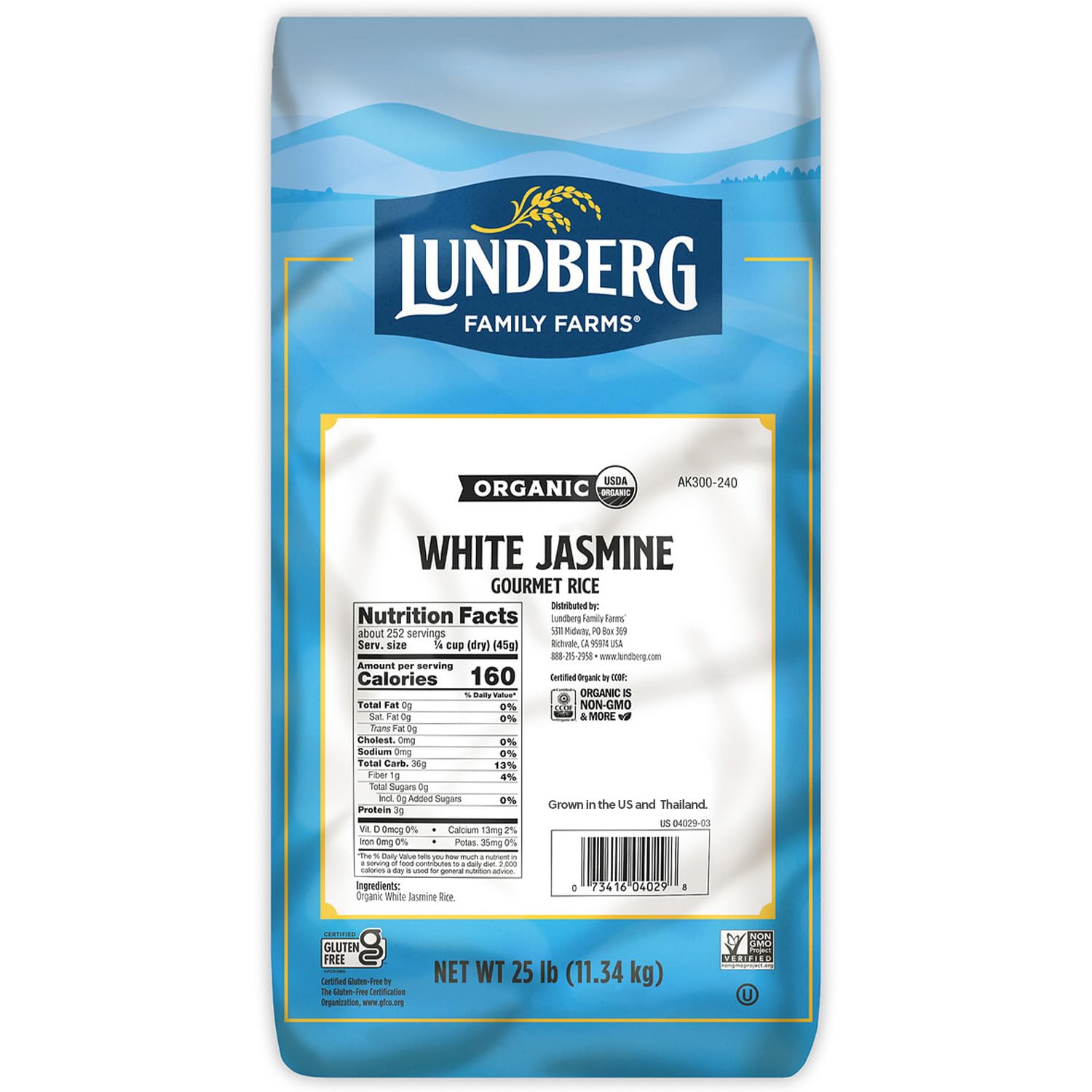Lundberg Organic Jasmine White Rice – Long-Grain, Fluffy & Aromatic, Responsibly Grown in California