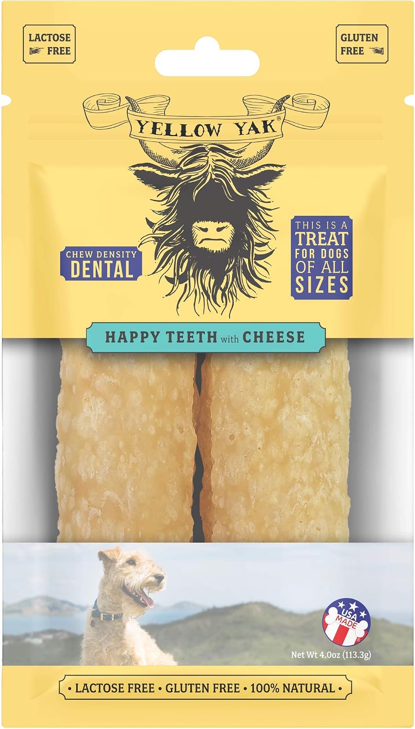 YELLOW YAK (Pack of 15) Yellow Yak Happy Teeth Dog Treats Chews 4 Oz