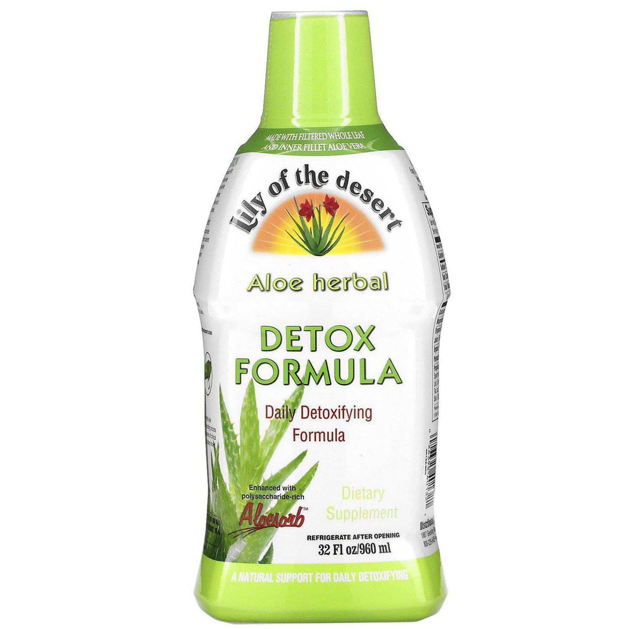 LILY OF THE DES (Pack of 4) Lily of the Desert Aloe Vera Detox Formula Liquid Supplement 32 Oz