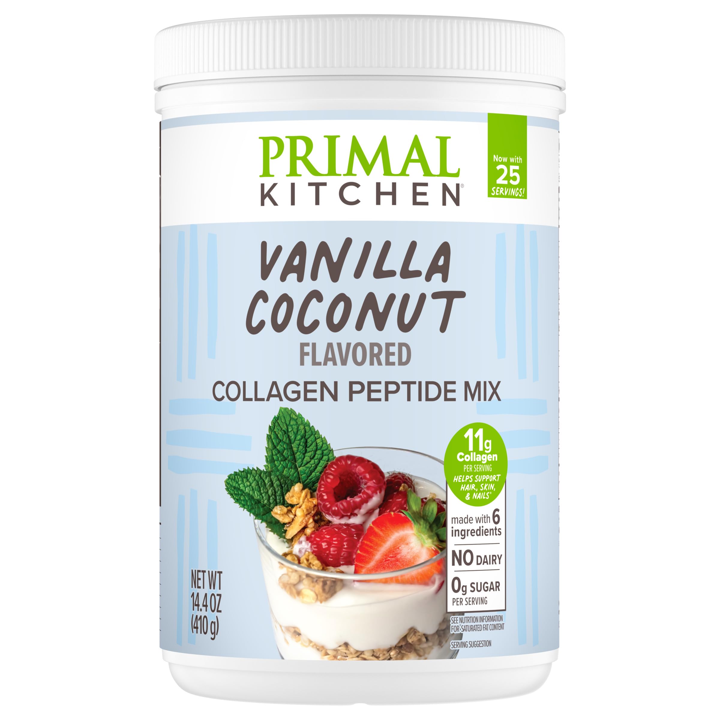 Primal Kitchen Vanilla Collagen Fuel® Drink Mix, Vanilla Coconut Collagen Peptides, No Dairy or Artificial Sweeteners