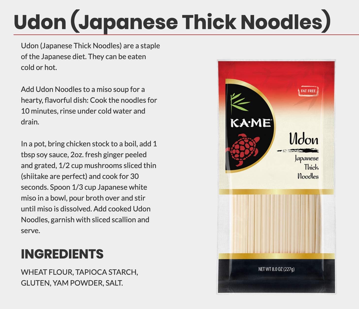Ka Me Ka-Me Udon Noodle Soup Pasta