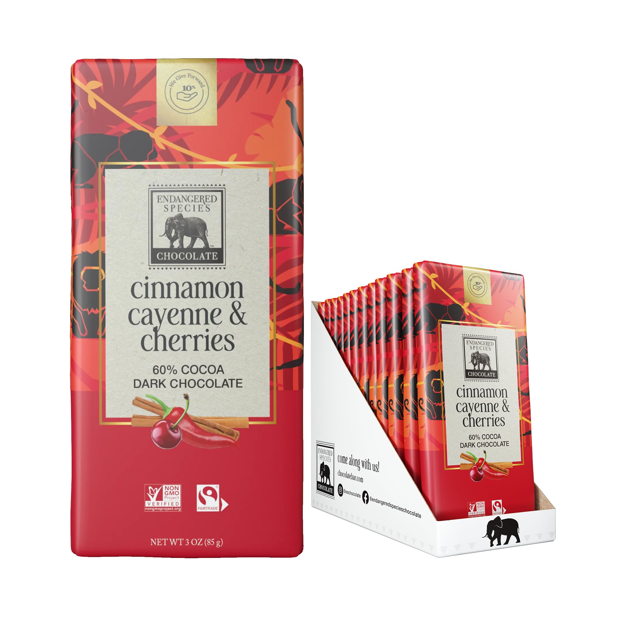 Endangered Species Chocolate Bar Dark With Cinnamon Cayenne