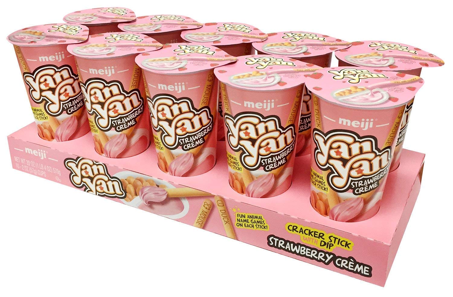MEIJI (Pack of 30) Meiji Cracker Dip Strawberry Yan Yan Snack Cracker 2 Oz