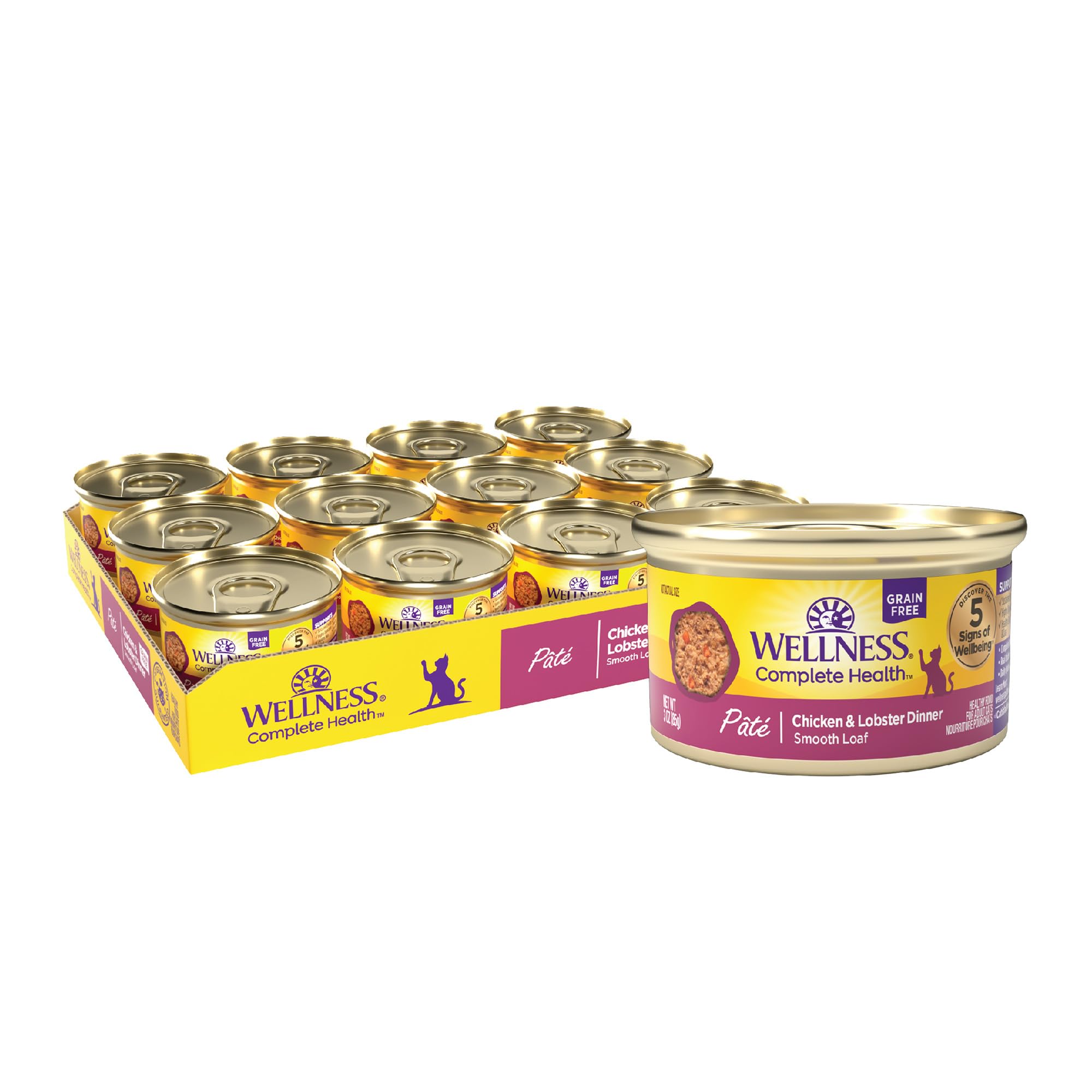 Wellness Health Pate Adult Wet Cat Food, Chicken & Lobster