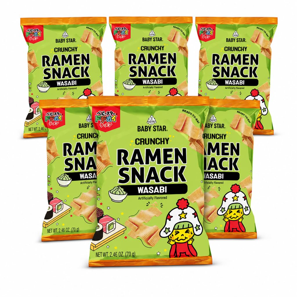 BABY STAR (Pack Of 12) Baby Star Ramen Snack With Wasabi 2.46 Oz