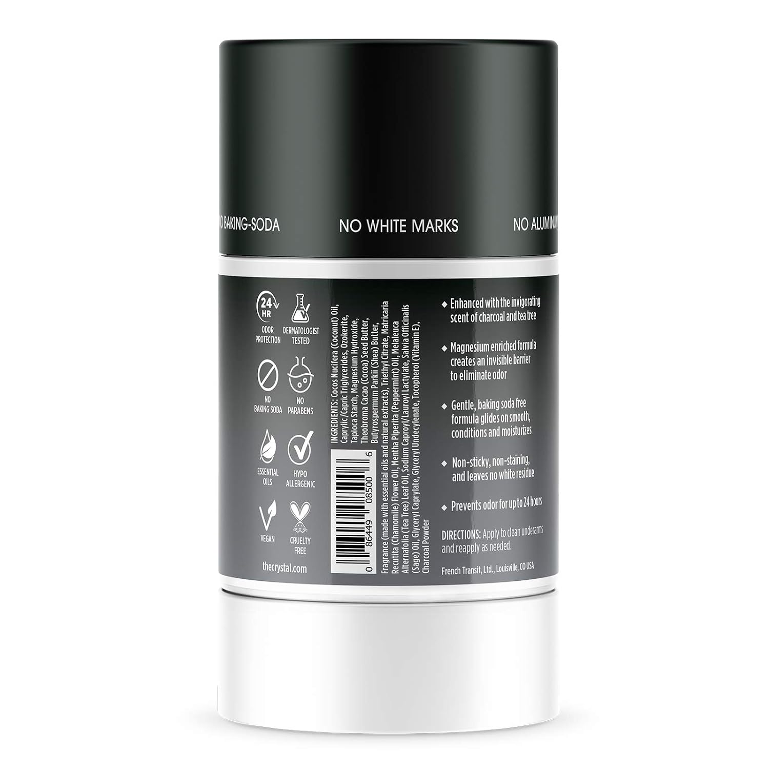 CRYSTAL BODY DE (Pack Of 7) Crystal Body Deodorant Charcoal Tea Tree 2.5 Oz