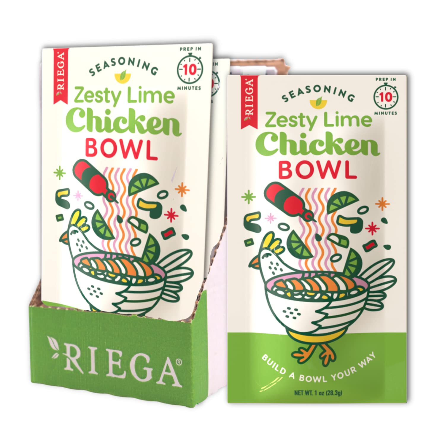 RIEGA (Pack of 40) Riega Zesty Lime Chicken Bowl Seasoning Spice Blend Loose 1 Oz 1 Oz