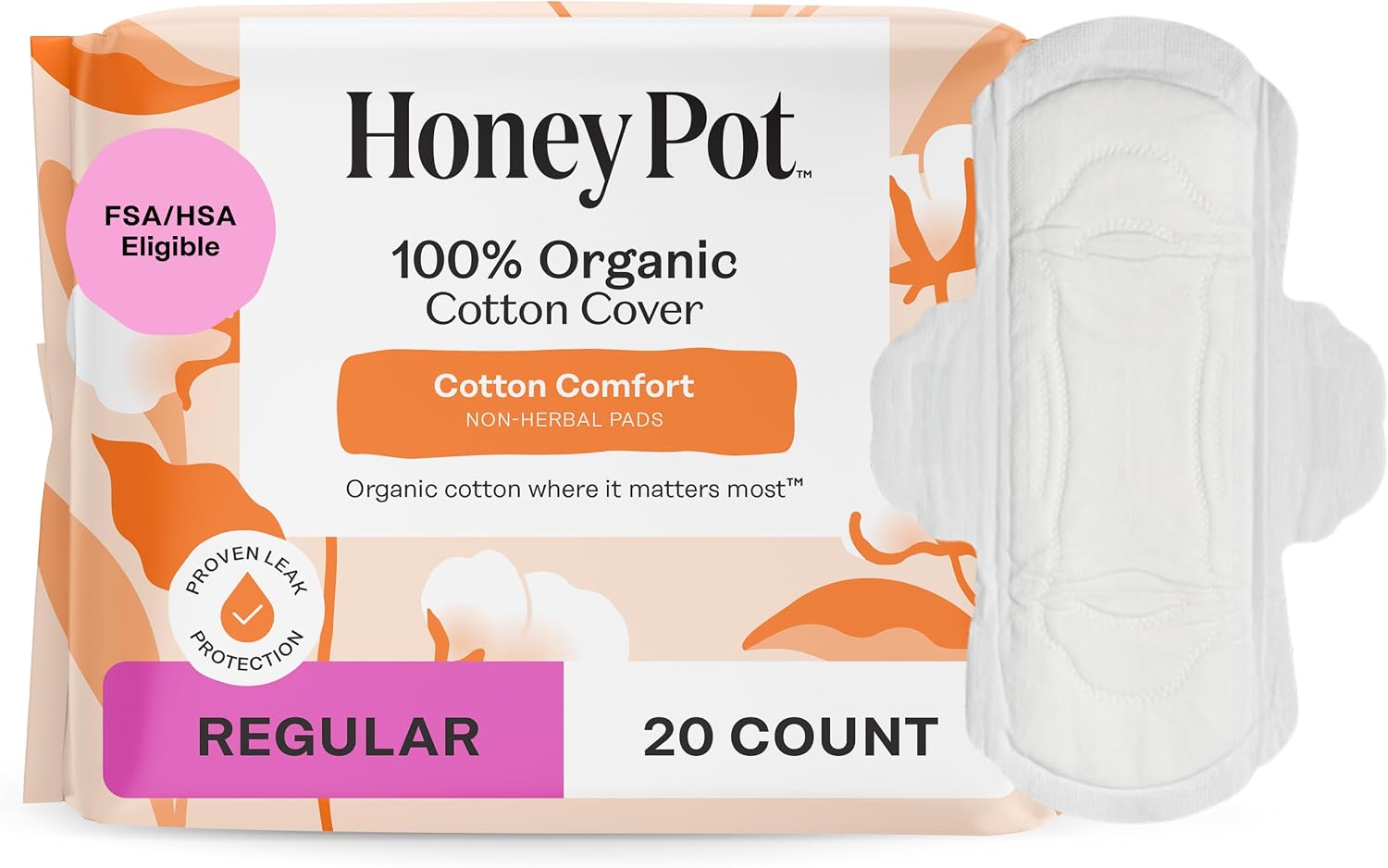 THE HONEY POT (Pack of 8) The Honey Pot Pads Menstrual Non Herbal Personal Care 20 Each